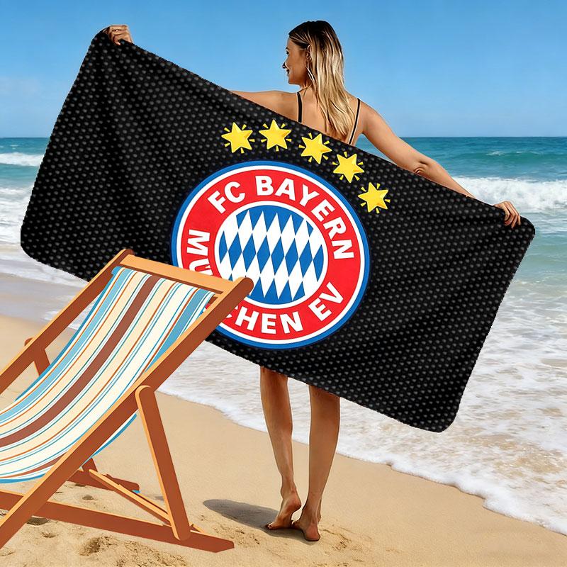 FC Bayern Munchen Print Beach Towel, Large Soft Quick Dry Towel for Beach Camping Swimming