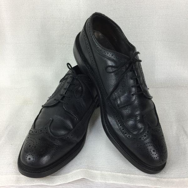 70s-80s USA Vintage Long Wingtip Business Shoes Size 10E 27.5-28.0 Black(USED)