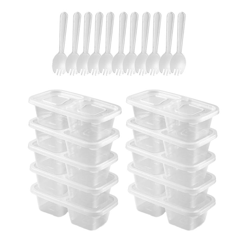 Контейнеры для закусок в дорогу с 2 отделениями, стаканчики для соуса с крышками, компактный бокс для хранения еды для взрослых