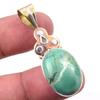 Natural Tibetan Turquoise Gemstone 925 Solid Silver Two Tone Pendant 1.75" O5j93