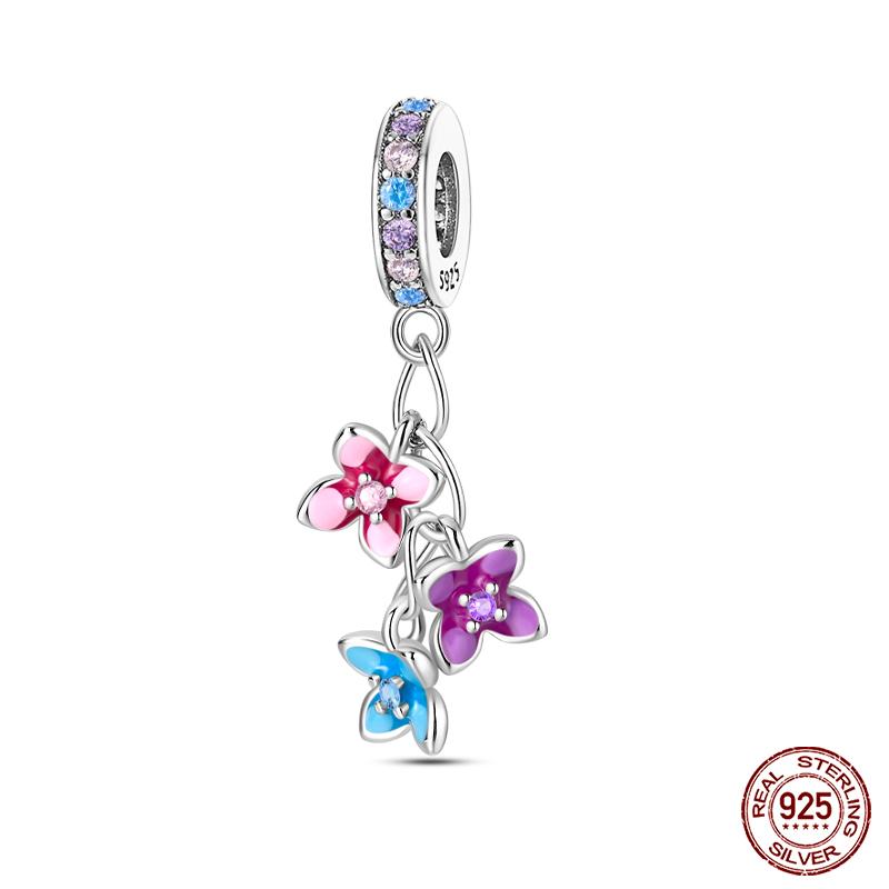 100% Медь Красивые Весенние Цветы Бабочка Светлячок Шармы Бусины Подходят для Оригинальных Браслетов Qikaola DIY Ювелирные Изделия