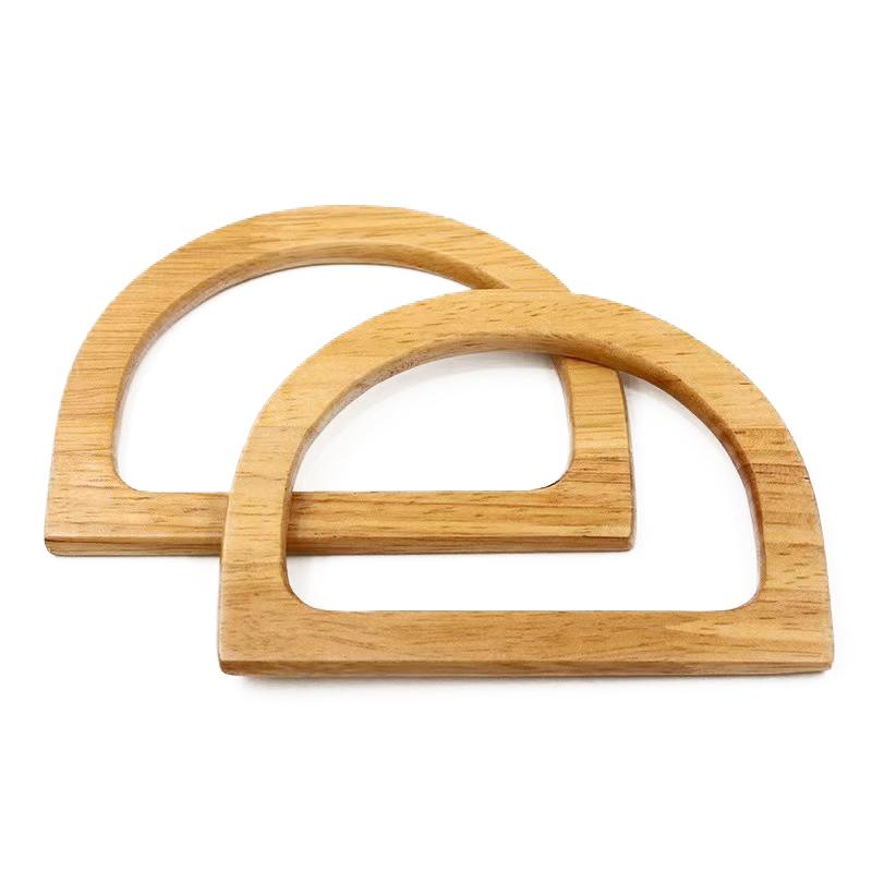 Eco-Friendly Natural Wood D-Shaped Bag Handle 1Pcs Half Circle Replacement for Crochet Shoulder Bag DIY Sewing Project