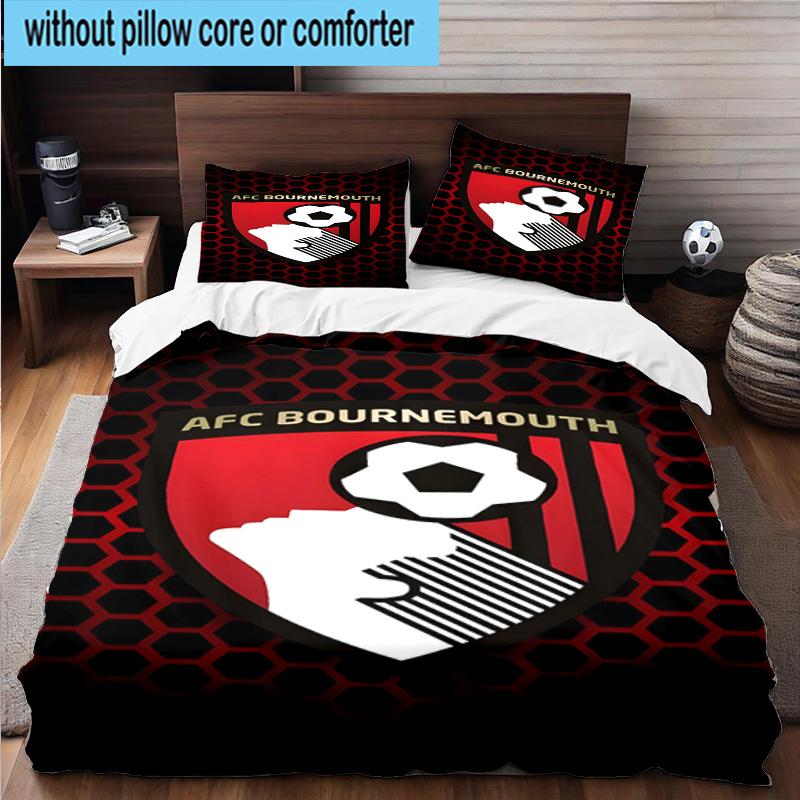 3pcs Afc Crest Bournemouth Printed Bedding Set Duvet Cover Closure Includes 1 Duvet Cover & 2 Pillowcases Bedding Sets Home Decor Gifts