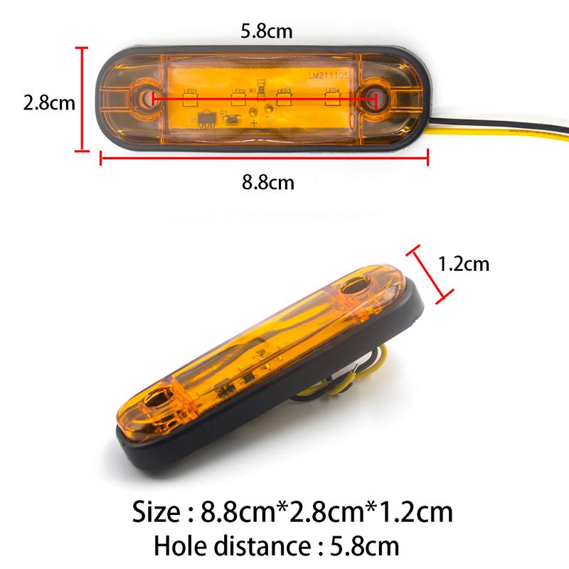 4x/6x/8x/10x LED 12V 24V Car External Side Marker Clearance Tail Light Signal Warning Brake Indicator Trailer Truck Lorry Bus