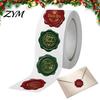 Christmas Party Decoration Stickers Wax Seal Stickers, Self-Adhesive Embossed Decals, Red And Holiday Gift Wrapping Labels Green Retro for Greeting
