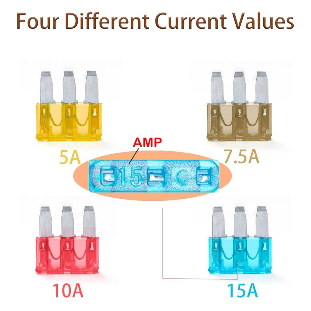 AMP Micro 3 Fuse, 3 Prong Micro Blade Fuse, Applicable to The Maintenance, Replacement of Car, Automobile Trucks, Ships, Automotive Lighting (60PCS)