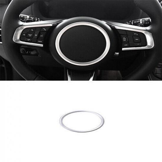 1PCS For Jaguar XE 2016-2019 Ring Trim Steering Wheel Horn Button Matte Silver