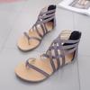 Women Sandals Plus Size 43 Gladiator Flat Sandals for Beach Casual Shoes Summer Fashion Solid Slides Ladies Zip Thong Roman Shoe
