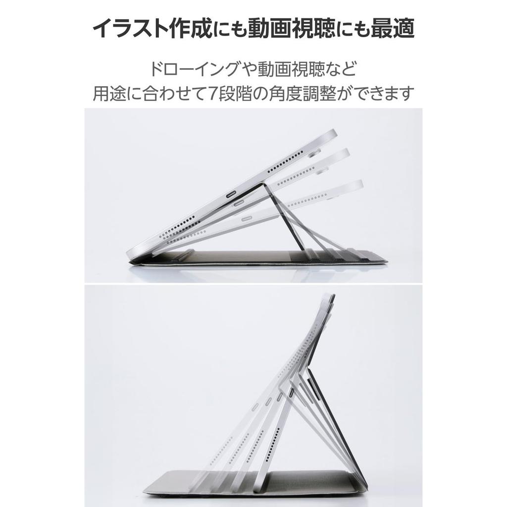 Чехол ELECOM для iPad 10.9 10-го поколения / 11 дюймов 11-го поколения, тонкий, с клапаном, из мягкой кожи, подставка с 7 положениями, функция сна/пробуждения, угол для рисования, черный TB-A25RWVDBK