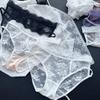 Женские Весенние и Летние Сексуальные Кружевные Тонкие Кружевные Сетчатые Треугольные Трусики с Полым Жаккардовым Узором