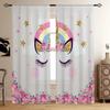 2 Panels Rainbow Horse Unicorn Light-filtering Curtains Kids Room Curtains Boys Girls Bedroom Living Room Decorative Curtains