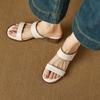 Krazing Pot Mules Cow Skin Thick Heels Peep Toe Street Wear Summer Size 42 Concise Style Elegant Women Sandals