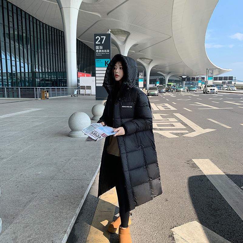 Long hooded down cotton clothes for women's winter new high-end casual versatile thickened warm coat