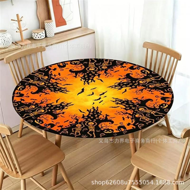 Halloween Tablecloth With Elastic Hem - Festive Decor Party Dining Table Home Event Decoration