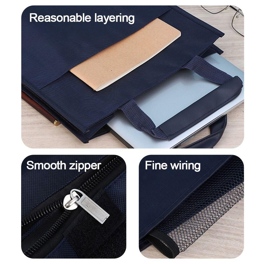 Large Capacity Document Bag Oxford Cloth Briefcase Useful Document Organizer Office Supplies