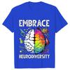 Футболка Embrace Neurodiversity для женщин, футболки с графикой мамы, осведомленность об аутизме, с коротким рукавом, больших размеров, женская футболка, одежда