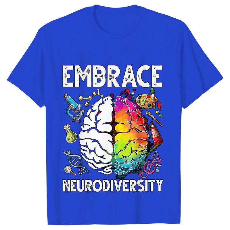 Футболка Embrace Neurodiversity для женщин, футболки с графикой мамы, осведомленность об аутизме, с коротким рукавом, больших размеров, женская футболка, одежда