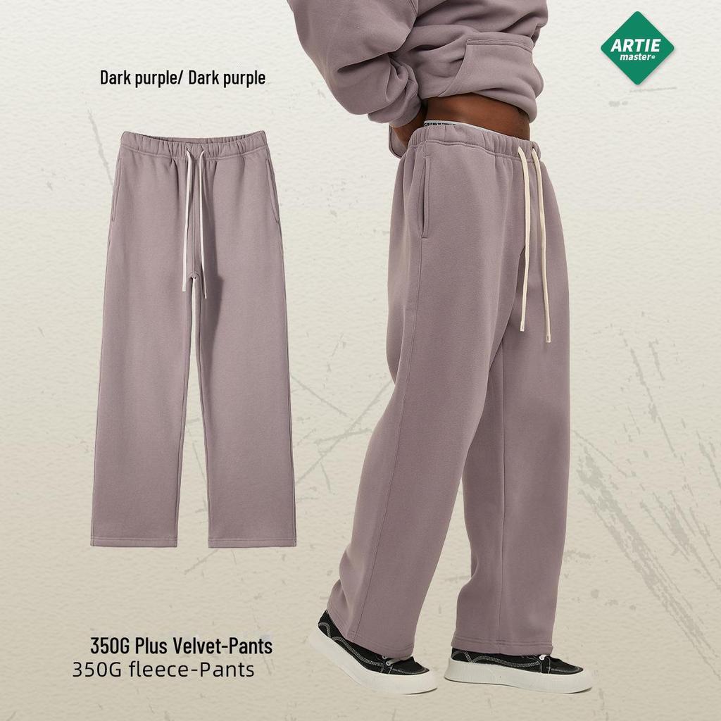 2024 Autumn/Winter Men's Thick 350g Velvet Straight-Leg Loose Casual Sports Trousers