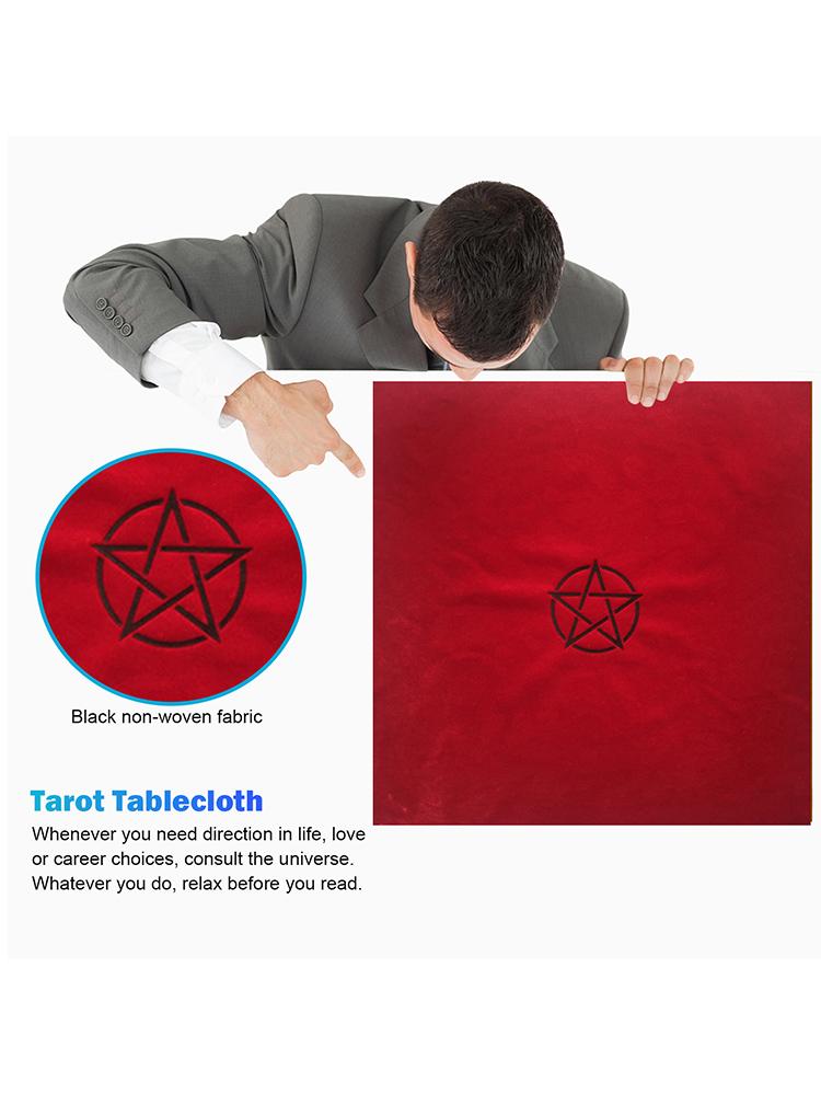 Скатерть для таро с пентаграммами и мешочком, бархатная алтарная скатерть для таро 50x50 см, коврик для таро с пентаграммами, украшение для домашнего стола