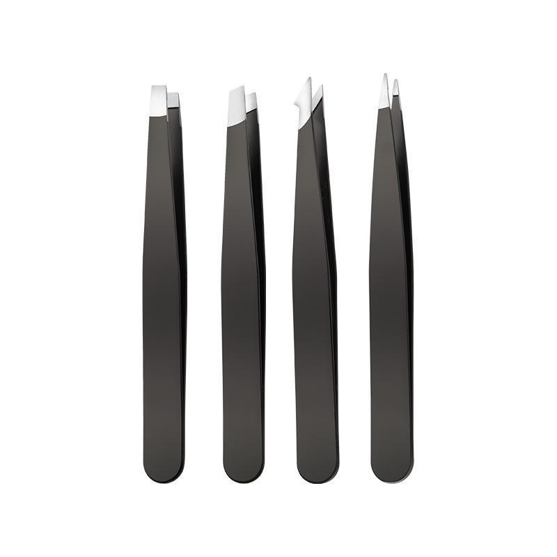 Набор пинцетов для бровей ZIKOKO: Черные инструменты из нержавеющей стали для идеального ухода — включая бороду, брови и ресницы.