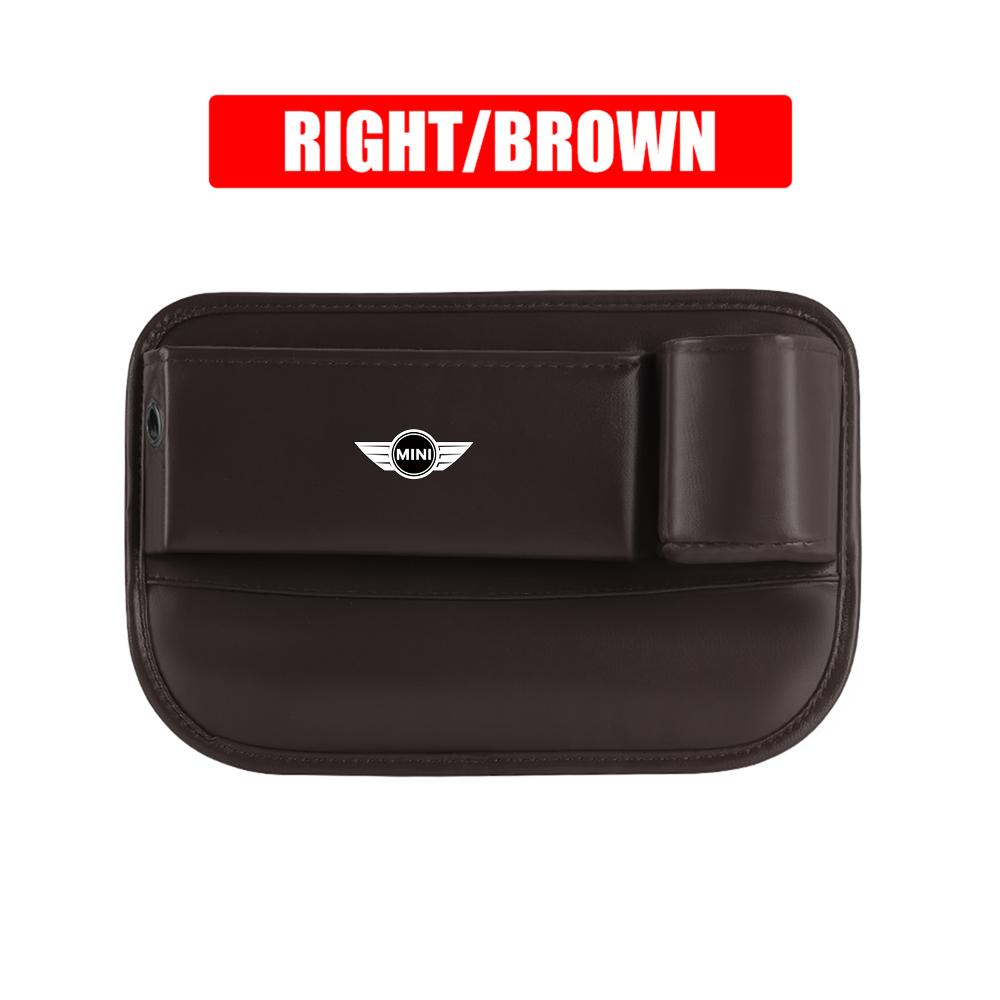 CBEJ7 Leather Car Seat Gap Crevice Storage Box Organizer Cup Holder For MINI Cooper S JCW WORKS R55 R56 F55 F56 R57 R58 R59 CLUB MAN