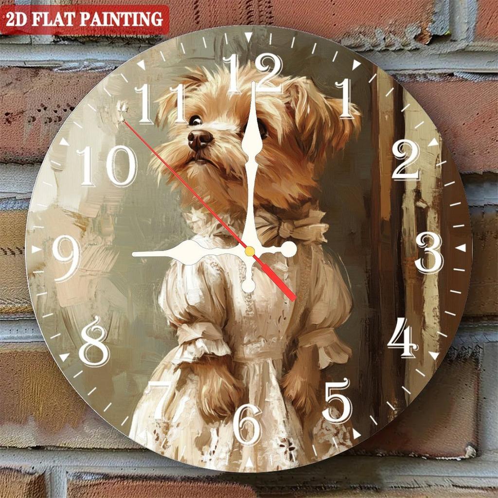 30cm Round Wood Wall Clock That Functions As a Decorative Key Rack
