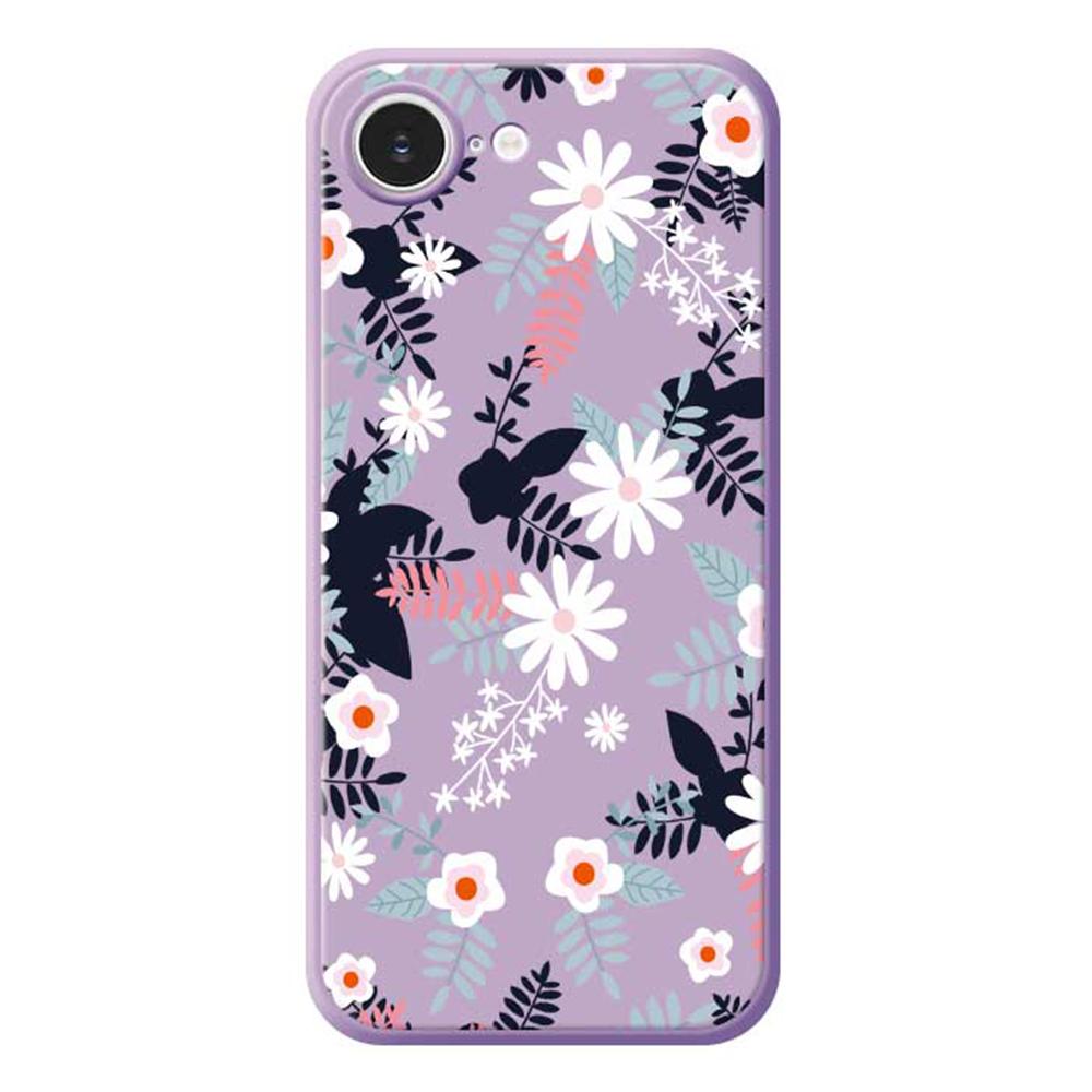For iPhone 16e Case Flowers and Leaves Pattern Printing Straight Edge TPU Phone Back Cover