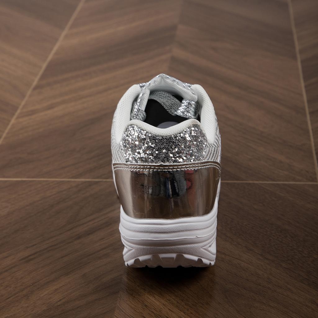 Women Casual Shoes Silver Stripes Glitter Platform Sneakers Female Spring Autumn Non Slip Thick Soled Walking Shoes