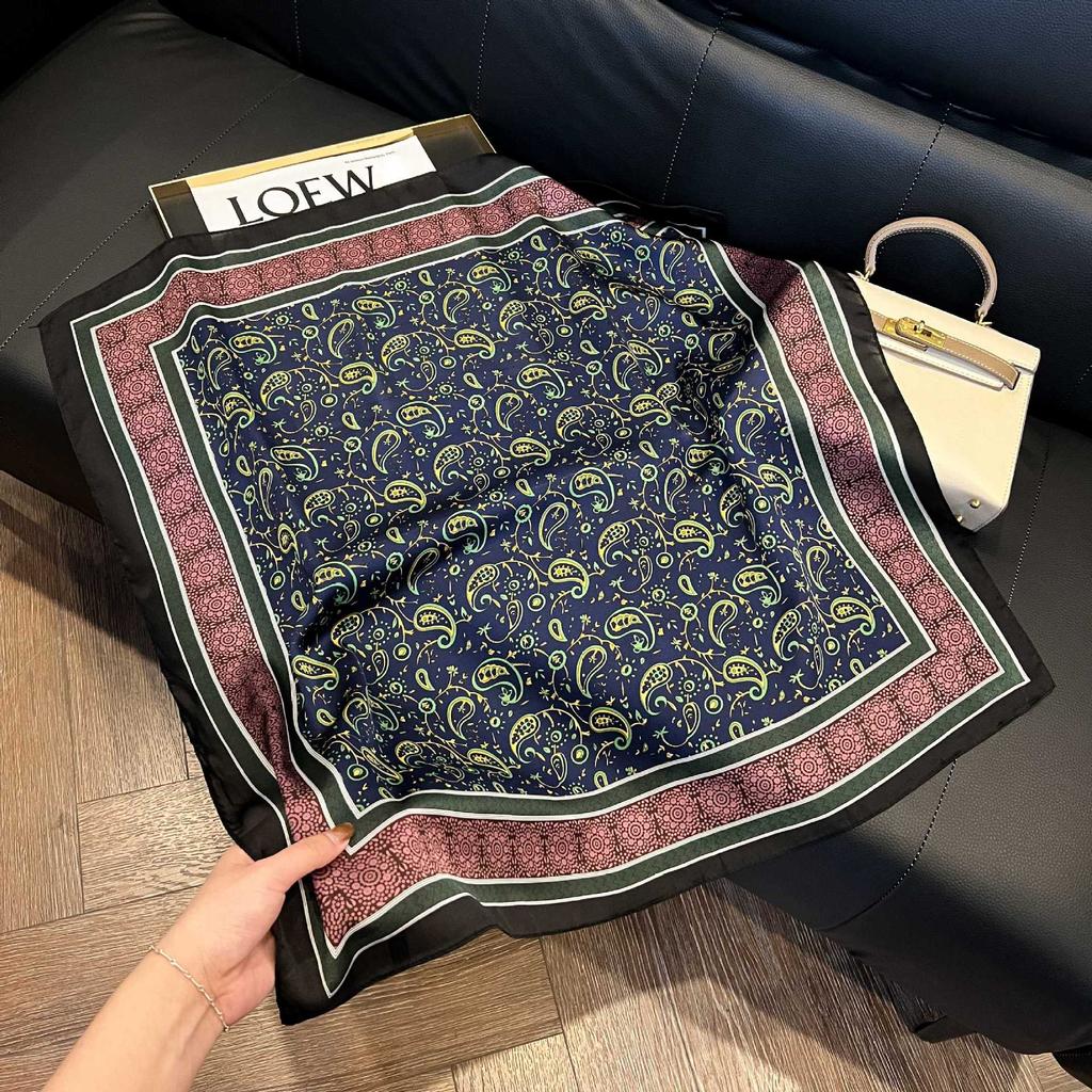 Luxury Paisley Square Scarf Women Print Satin Neckerchief Spring Hair Band Foulard Bandana Echarpe Tie Shawl Wraps