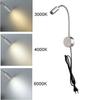 AC100-240V Silver 3W 3000K 4000K 6000K LED Reading Lights with EU USA Plug for Bed Headboard Desk Aluminum Goosene Wall Lamp