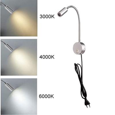 AC100-240V Серебряный 3W 3000K 4000K 6000K светодиодные лампы для чтения с вилкой EU USA для изголовья кровати, стола, алюминиевого настенного светильника Goosene