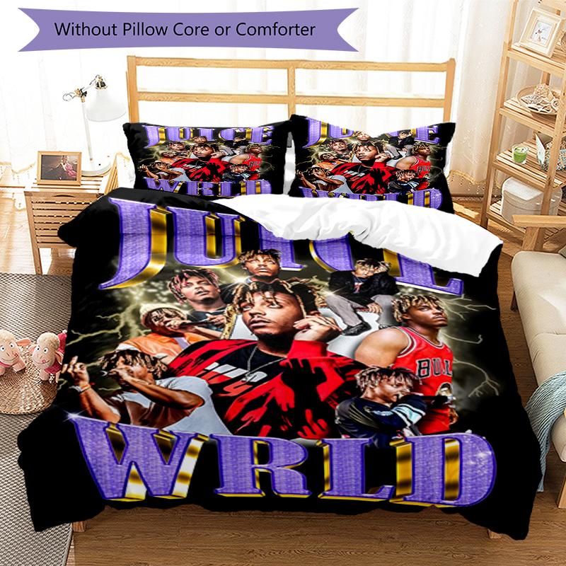 3pcs Juice WRLD Bedding Set Duvet Cover Closure Includes 1 Duvet Cover & 2 Pillowcases, Soft and Comfortable for All Seasons.