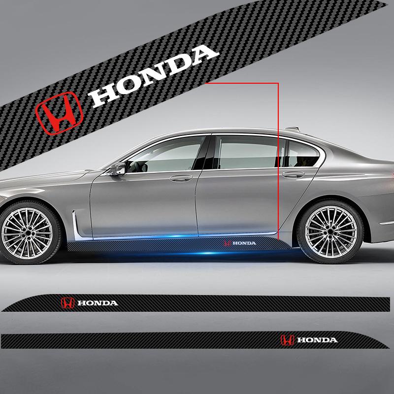 2 шт. Карбоновая наклейка на боковой порог двери автомобиля, полоса, защита от царапин, наклейка для рестайлинга для Honda Fit Mugen Insight Type S R VTEC DOHC Modulo Vezel Legend RR