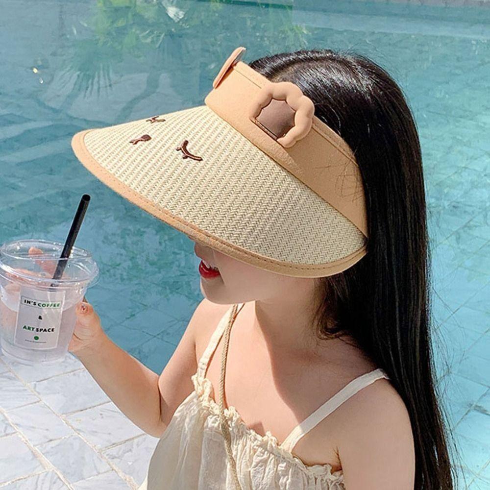 Adjustable Sun Visor Hat Large Brim Sunscreen Cap Lovely Empty Top Cap Boys Girls