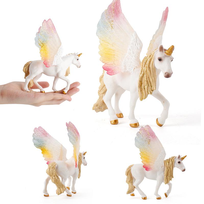 Animal Model Mythical Beast Toy Large Unicorn Rainbow Horse Pegasus Elf Sheep Ornament Doll