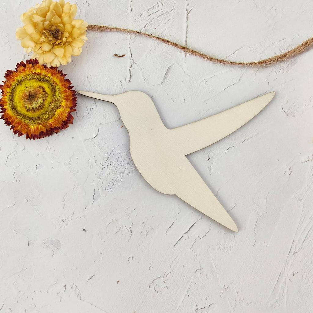 30 Pack 4 Inch Wood Hummingbird Cutouts Unfinished Wooden Hummingbird Hanging Ornaments DIY Hummingbird Craft Gift Tags for Home Party Decoration
