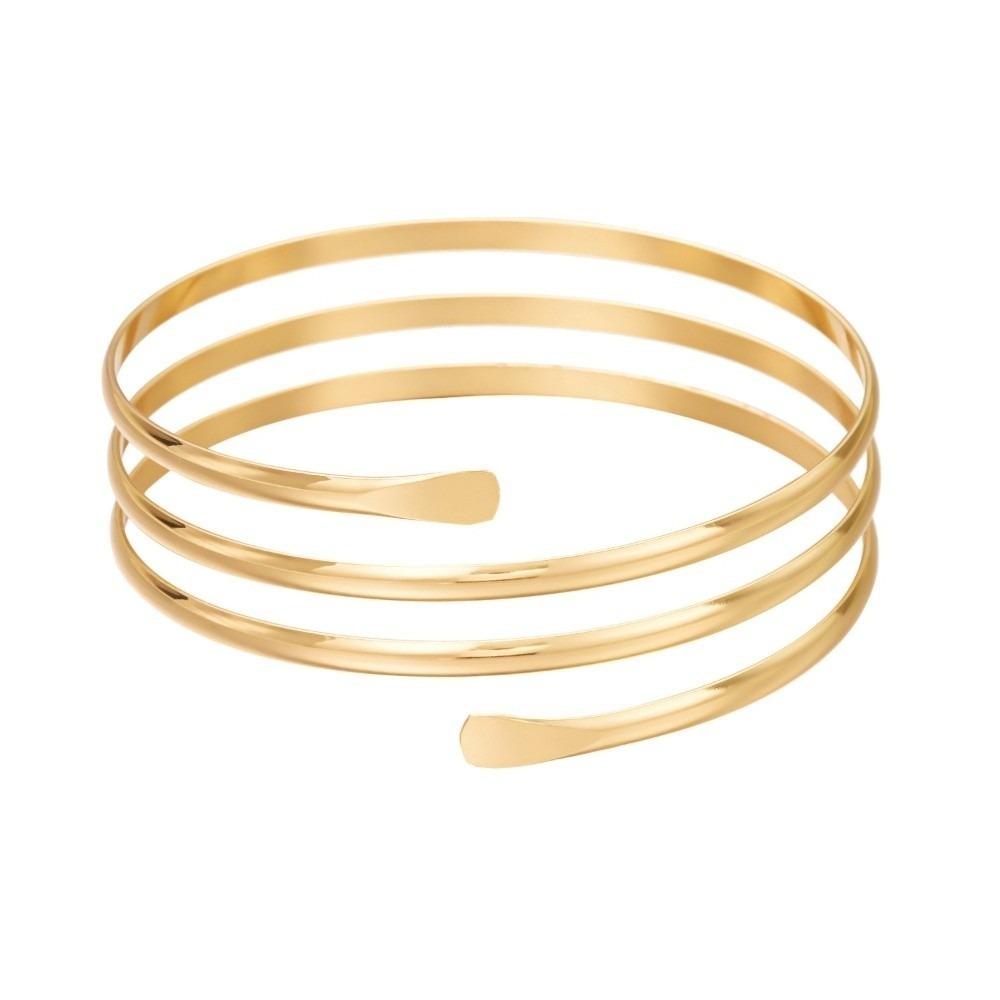 Multilayer Coil Open Arm Bangles Gold Hyperbolic Cuff Bangle Adjustable Snake Armband Party