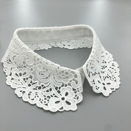 Fake Collar Embroidered Lace Flower Detachable Collar Women Solid Color Hollow Design False Collar Match for Tops Sweatshirts