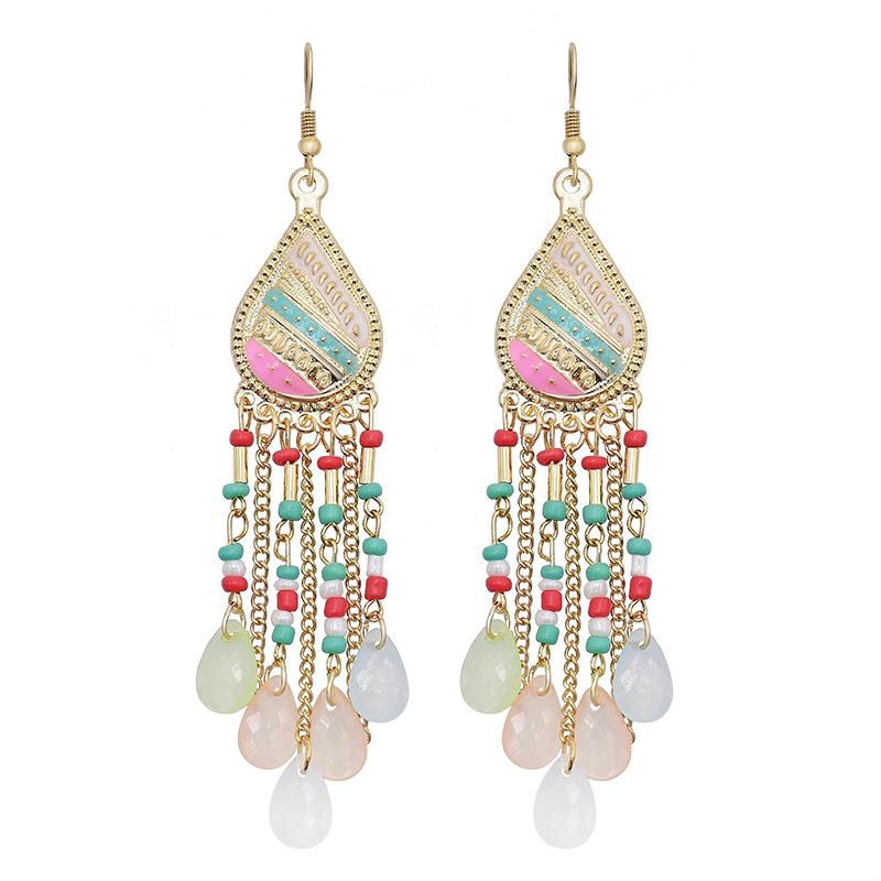 Серьги с кисточками из богемского хрусталя - Этнический стиль, стройнят лицо, преувеличенный дизайн для путешествий