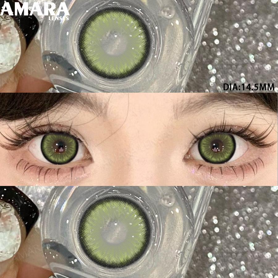 AMARA Модные цветные контактные линзы Коричневые Мягкие линзы Косметические линзы для БОЛЬШИХ ГЛАЗ Зеленый Цвет Контактные линзы для глаз Косметика для глаз Ежегодное использование