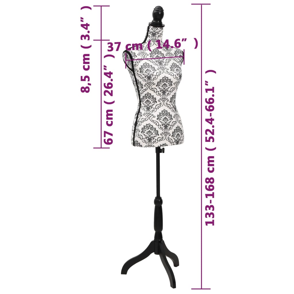 Women's Bust Mannequin Torso Black & White