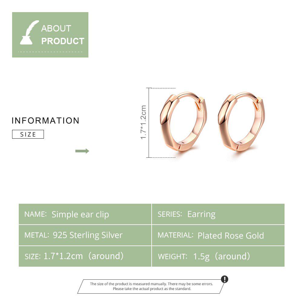 WOSTU Rose Gold Hoop Earrings 925 Sterling Silver Small Clip Earrings For Women