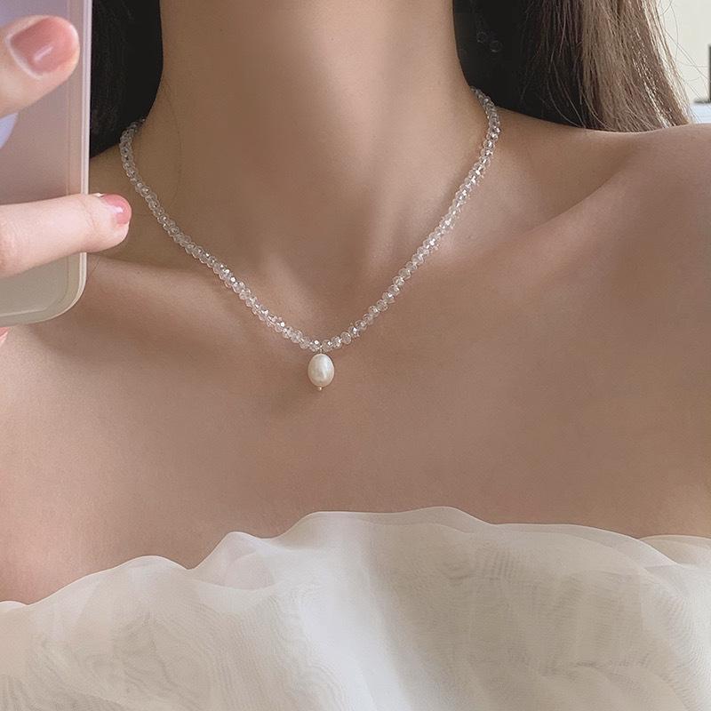 Shining Fake Crystal Pearl Choker Necklace For Girls Elegant Drop Chian Pendant Necklace Fashion Jewelry Gifts