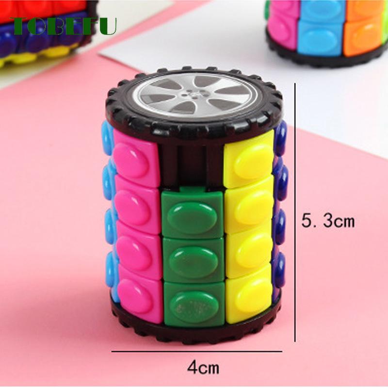 TOBEFU 3D Magic Corn Cube Tower Puzzle Speed Cube Wheel Rotating Game Cubos Cylindrical Toys for Children Educational Gifts