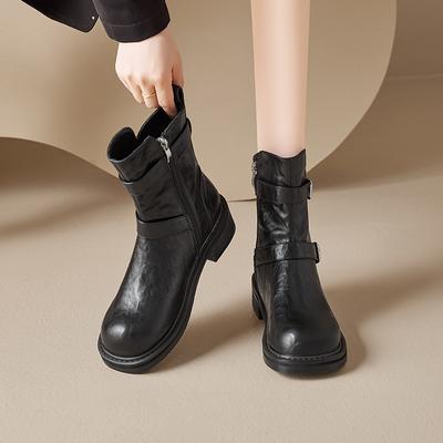 Ботинки Мартина Augustine женские 2025 новые осенние на толстом каблуке толстой подошве черные Maillard ретро весенне-осенние одинарные ботинки