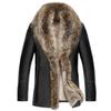 New Winter Raccoon Big Fur Collar Fur All-in-one Men's Mid-length Fur Thickened Coat Genuine Leather Coat