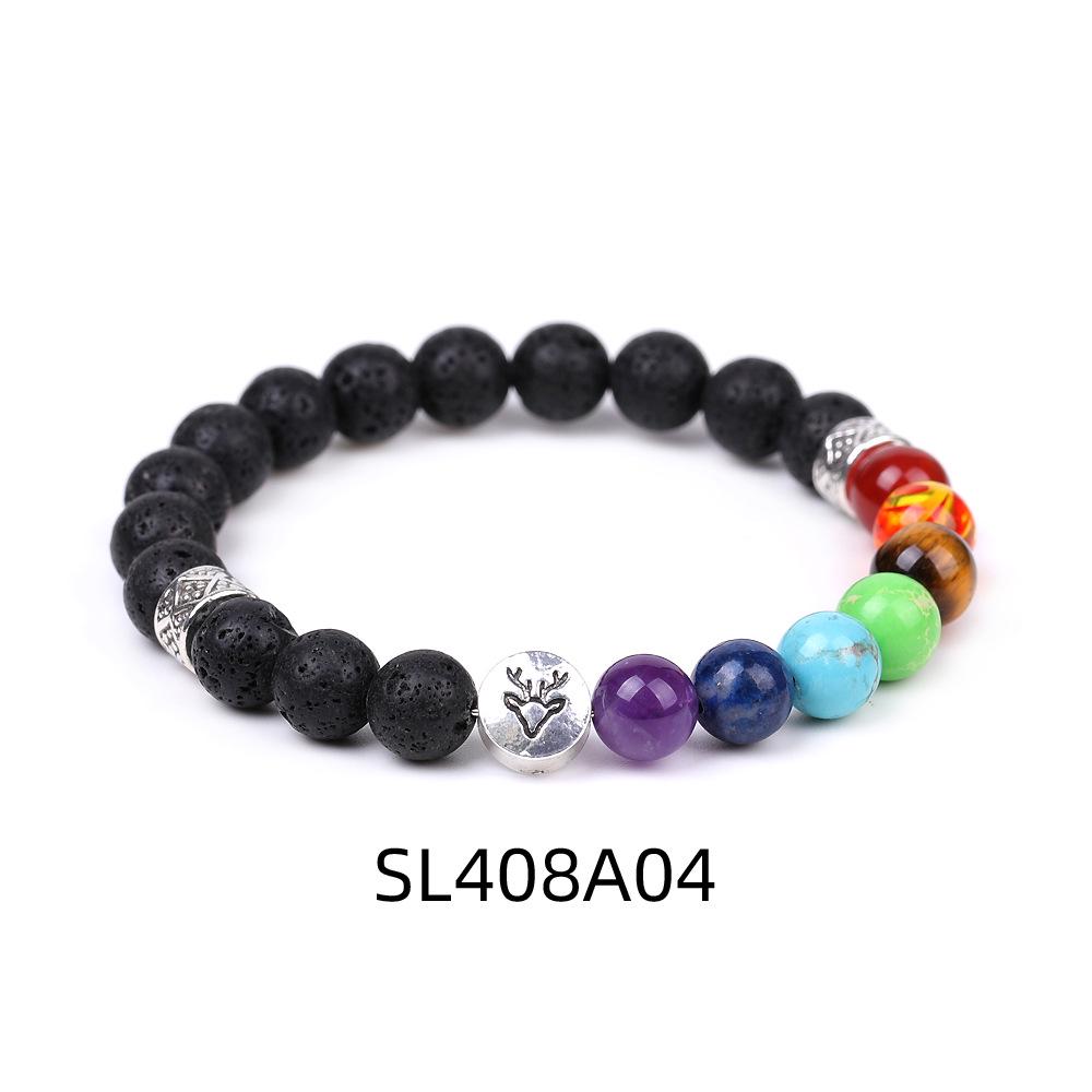 European & American Reindeer Bracelet with Striped Agate, Tiger's Eye, and Frosted Amazonite