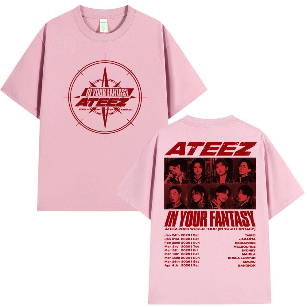 Ateez 2026 World Tour in Your Fantasy Tshirt Unisex Women Clothing Casual Cotton Oversized Summer Short Sleeves Tops Streetwear