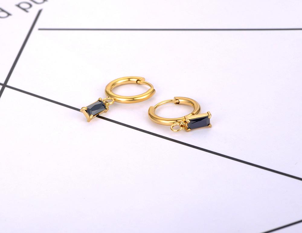 Lokaer Stainless Steel Geometric Square Hoop Earrings Black/White/Red/Green CZ Crystal Bohemia Party Earrings For Women E22019