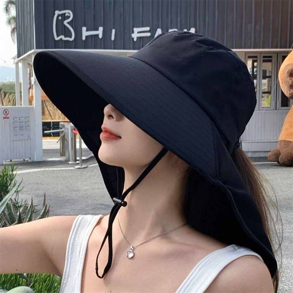 Wide Brim Shawl Fisherman Hat Anti UV Bucket Hat Fashion Panama Cap Outdoor Sports